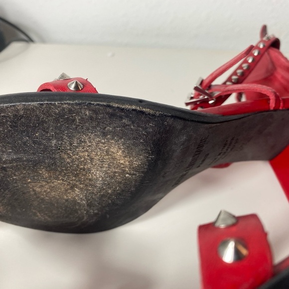 ZADIG & VOLTAIRE May Spikes Red Leather Heel Sandals - Picture 11 of 16